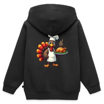 Thanksgiving Turkey Cook Thanksgiving - Kids Premium Organic Zip-up Hoodie - black - Back - AI Model Kid Male (0cm)