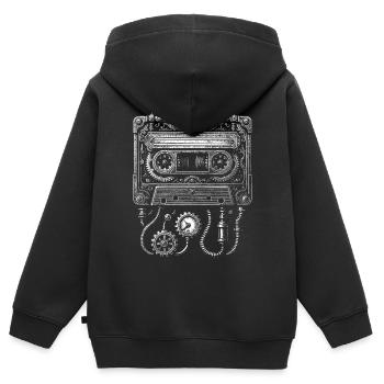 Steampunk Cassette Clockwork - Kids Premium Organic Zip-up Hoodie - black - Back - AI Model Kid Male (0cm)