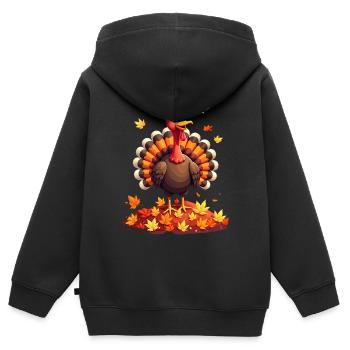 Thanksgiving Funny Thanksgiving Turkey - Kids Premium Organic Zip-up Hoodie - black - Back - AI Model Kid Male (0cm)