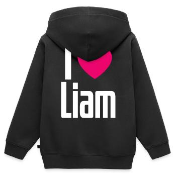 I Love Liam Pinkes Herz Ich liebe Liam - Kinder Premium Organic Zip Hoodie - Schwarz - Hinten - AI Model Kid Male (0cm)