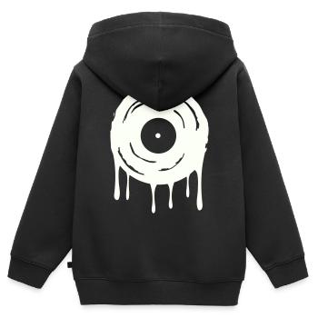 Schallplatte  - Kinder Premium Organic Zip Hoodie - Schwarz - Hinten - AI Model Kid Male (0cm)