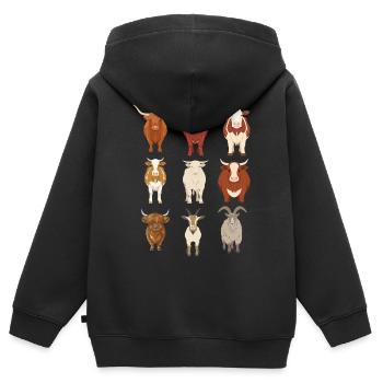 Vaches idée cadeau  - Sweat Premium à capuche zippé enfant bio - noir - Dos - AI Model Kid Male (0cm)