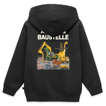 Site de construction de dinosaures - Sweat Premium à capuche zippé enfant bio - noir - Dos - AI Model Kid Male (0cm)