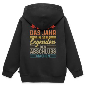 2026 Das Jahr in dem Legenden den Abschluss machen - Kinder Premium Organic Zip Hoodie - Schwarz - Hinten - AI Model Kid Male (0cm)