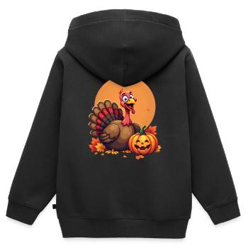Thanksgiving Funny Thanksgiving Turkey - Kids Premium Organic Zip-up Hoodie - black - Back - AI Model Kid Male (0cm)