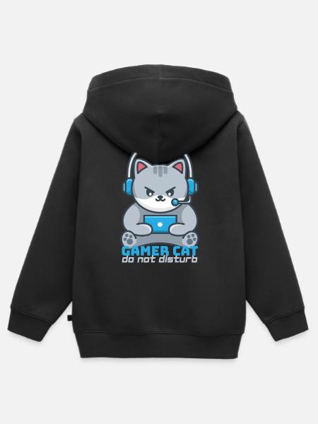 Chat Gamer Helm Blau - Kinder Premium Organic Zip Hoodie - Schwarz