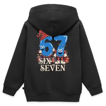 Sechs Sieben 6 7 Aura Points Kids Gaming Niedlich  - Kinder Premium Organic Zip Hoodie - Schwarz - Hinten - AI Model Kid Male (0cm)