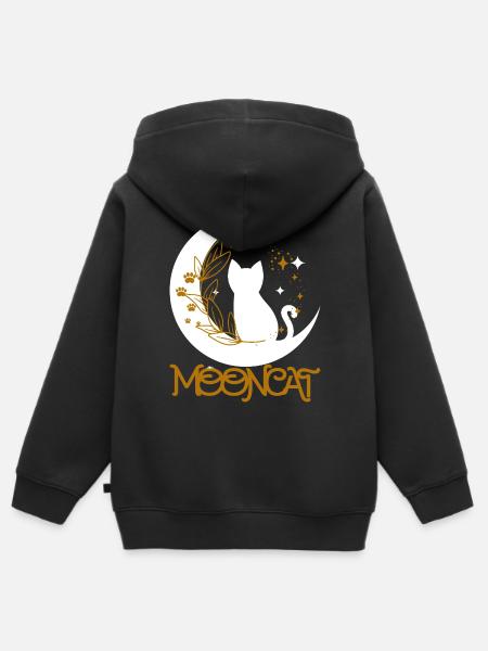 Goldene Mondkatze - Kinder Premium Organic Zip Hoodie - Schwarz