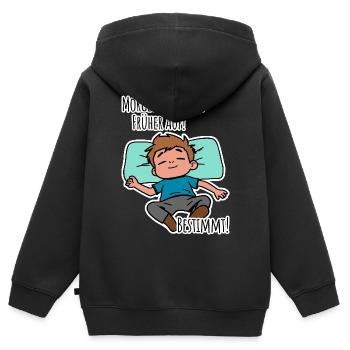 Un grognon du matin ? Tu te lèves tôt ou traînes ? - Sweat Premium à capuche zippé enfant bio - noir - Dos - AI Model Kid Male (0cm)