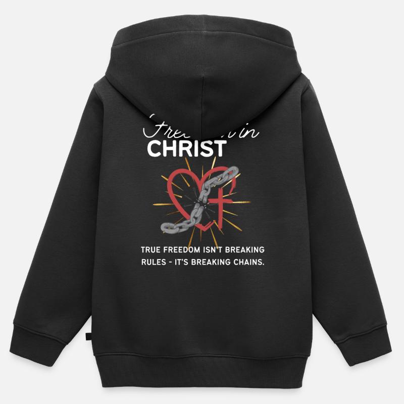 True freedom  break the chains - not the rules - Kinder Premium Organic Zip Hoodie - Schwarz