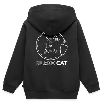 Katzenkrankenschwester mit Stethoskop - Kinder Premium Organic Zip Hoodie - Schwarz - Hinten - AI Model Kid Male (0cm)