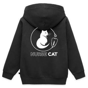 Katzenkrankenschwester-Stethoskop - Kinder Premium Organic Zip Hoodie - Schwarz - Hinten - AI Model Kid Male (0cm)