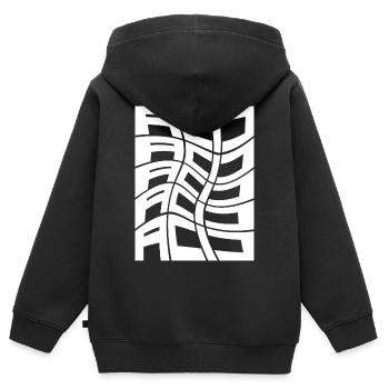 Musique Acid Techno - Sweat Premium à capuche zippé enfant bio - noir - Dos - AI Model Kid Male (0cm)