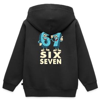 US Flag 67 Memes Six Seven - Kinder Premium Organic Zip Hoodie - Schwarz - Hinten - AI Model Kid Male (0cm)