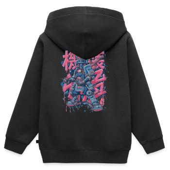 Samurai Mech – Motif de robot manga d’anime - Sweat Premium à capuche zippé enfant bio - noir - Dos - AI Model Kid Male (0cm)