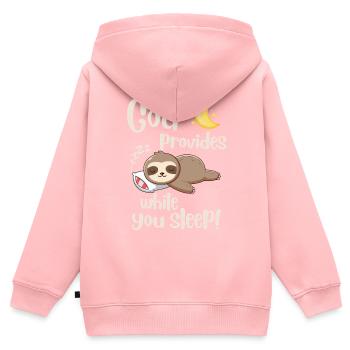 Jesus Christ- God provides while you sleep - Faith - Kids Premium Organic Zip-up Hoodie - rose - Back - AI Model Kid Female (0cm)