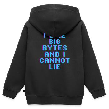 I like big bytes - Kids Premium Organic Zip-up Hoodie - black - Back - AI Model Kid Male (0cm)