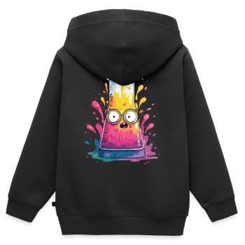 Bande dessinée colorée Test Tube - Sweat Premium à capuche zippé enfant bio - noir - Dos - AI Model Kid Male (0cm)