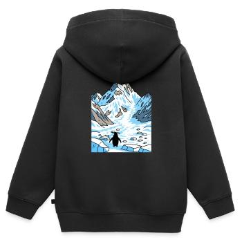 Sentier du glacier Penguin - Sweat Premium à capuche zippé enfant bio - noir - Dos - AI Model Kid Male (0cm)