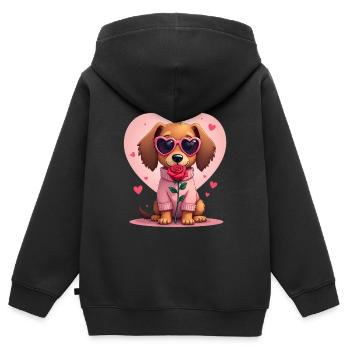 Dackel teckel teckel tekel - Sweat Premium à capuche zippé enfant bio - noir - Dos - AI Model Kid Male (0cm)