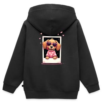 Dackel teckel teckel tekel - Sweat Premium à capuche zippé enfant bio - noir - Dos - AI Model Kid Male (0cm)
