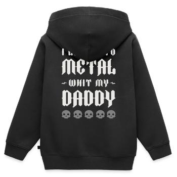 I listen to metal with daddy baby Rock music metal - Kids Premium Organic Zip-up Hoodie - black - Back - AI Model Kid Male (0cm)