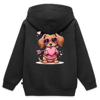 Dackel teckel teckel tekel - Sweat Premium à capuche zippé enfant bio - noir - Dos - AI Model Kid Male (0cm)
