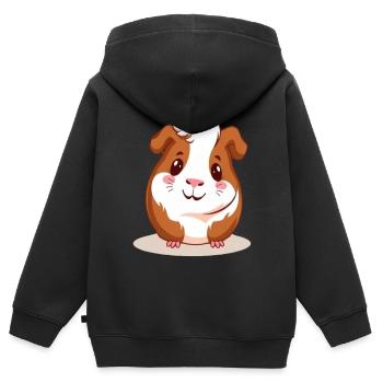 Meerschweinchen - Kinder Premium Organic Zip Hoodie - Schwarz - Hinten - AI Model Kid Male (0cm)