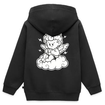 Rage Gaming Cherub – Wütender Engel zockt - Kinder Premium Organic Zip Hoodie - Schwarz - Hinten - AI Model Kid Male (0cm)