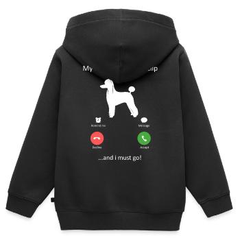 Appel entrant de caniche Art d’interface téléphonique amusante - Sweat Premium à capuche zippé enfant bio - noir - Dos - AI Model Kid Male (0cm)