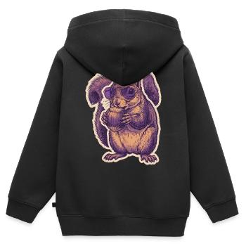 Squirrel with sunglasses nibbling hazelnut - Kids Premium Organic Zip-up Hoodie - black - Back - AI Model Kid Male (0cm)