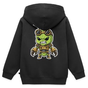 Extraterrestre Steampunk Guerrier Armure Laiton - Sweat Premium à capuche zippé enfant bio - noir - Dos - AI Model Kid Male (0cm)