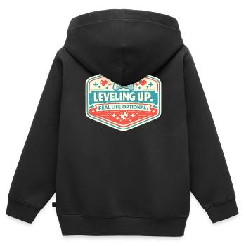 Level Up – Real Life Optional - Kinder Premium Organic Zip Hoodie - Schwarz - Hinten - AI Model Kid Male (0cm)