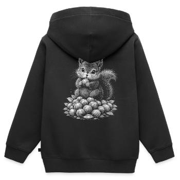 Eichhoernchen - Kinder Premium Organic Zip Hoodie - Schwarz - Hinten - AI Model Kid Male (0cm)