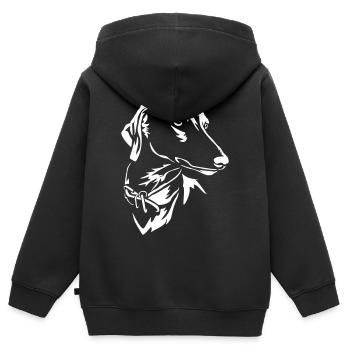 Azawakh Kopf "Black Edition" - Kinder Premium Organic Zip Hoodie - Schwarz - Hinten - AI Model Kid Male (0cm)