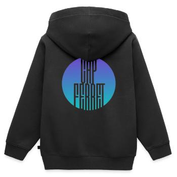 "Kapstadt oder kein Kapstadt" - Kinder Premium Organic Zip Hoodie - Schwarz - Hinten - AI Model Kid Male (0cm)