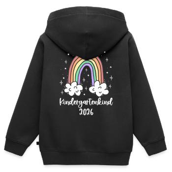 Kindergartenkind 2026 Regenbogen Bunt Kindergarten - Kinder Premium Organic Zip Hoodie - Schwarz - Hinten - AI Model Kid Male (0cm)