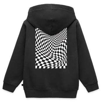 Illusion à damier déformée - Sweat Premium à capuche zippé enfant bio - noir - Dos - AI Model Kid Male (0cm)