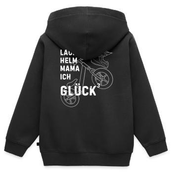 Laufrad Helm Mama Kinder Bike Humor - Kinder Premium Organic Zip Hoodie - Schwarz - Hinten - AI Model Kid Male (0cm)