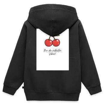 Kirsch-Vibes Süße Momente - Kinder Premium Organic Zip Hoodie - Schwarz - Hinten - AI Model Kid Male (0cm)