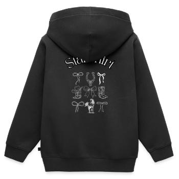 Chemise d’écurie Symboles de l’Ouest - Sweat Premium à capuche zippé enfant bio - noir - Dos - AI Model Kid Male (0cm)