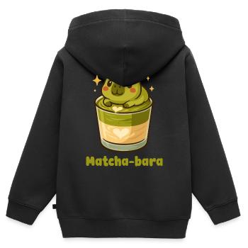 Matcha-bara Capybara Matcha Tee Kawaii Cute Green - Kids Premium Organic Zip-up Hoodie - black - Back - AI Model Kid Male (0cm)