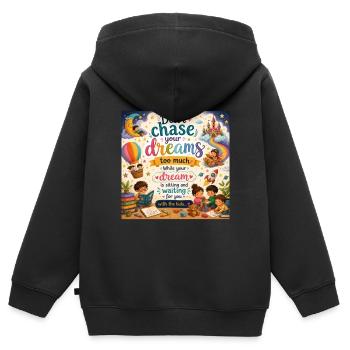 Don't chase your dreams too much - Children's illustration - Kids Premium Organic Zip-up Hoodie - black - Back - AI Model Kid Male (0cm)