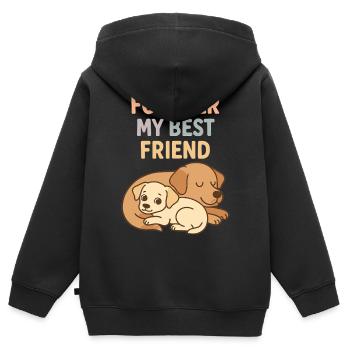 Cute Dogs Best Friend Design graphique pastel - Sweat Premium à capuche zippé enfant bio - noir - Dos - AI Model Kid Male (0cm)