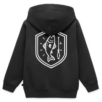 Pêche au poisson Pêche Pêche Pêcheur Cadeau - Sweat Premium à capuche zippé enfant bio - noir - Dos - AI Model Kid Male (0cm)