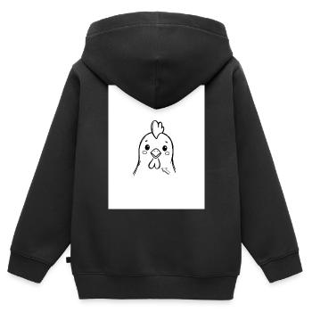 Kükenfreund: Minimallinienzeichnung - Kinder Premium Organic Zip Hoodie - Schwarz - Hinten - AI Model Kid Male (0cm)