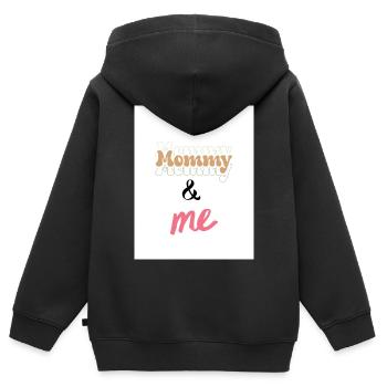 Mommy & Me Schriftzug Duo Design - Kinder Premium Organic Zip Hoodie - Schwarz - Hinten - AI Model Kid Male (0cm)