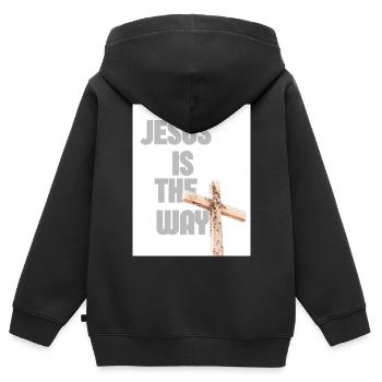 Jesus Is The Way Cross-Grafik - Kinder Premium Organic Zip Hoodie - Schwarz - Hinten - AI Model Kid Male (0cm)