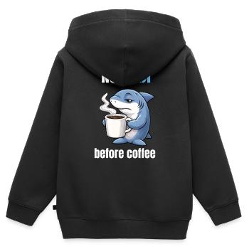 No H(a)i before Coffee | Morgenmuffel Hai - Kinder Premium Organic Zip Hoodie - Schwarz - Hinten - AI Model Kid Male (0cm)