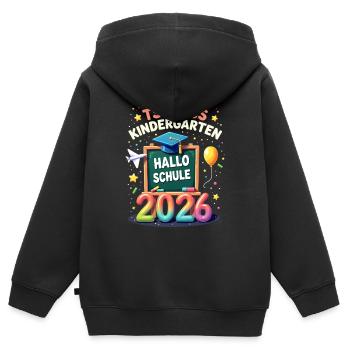 Schulkind 2026 Einschulung 2026 Schulanfang - Kinder Premium Organic Zip Hoodie - Schwarz - Hinten - AI Model Kid Male (0cm)